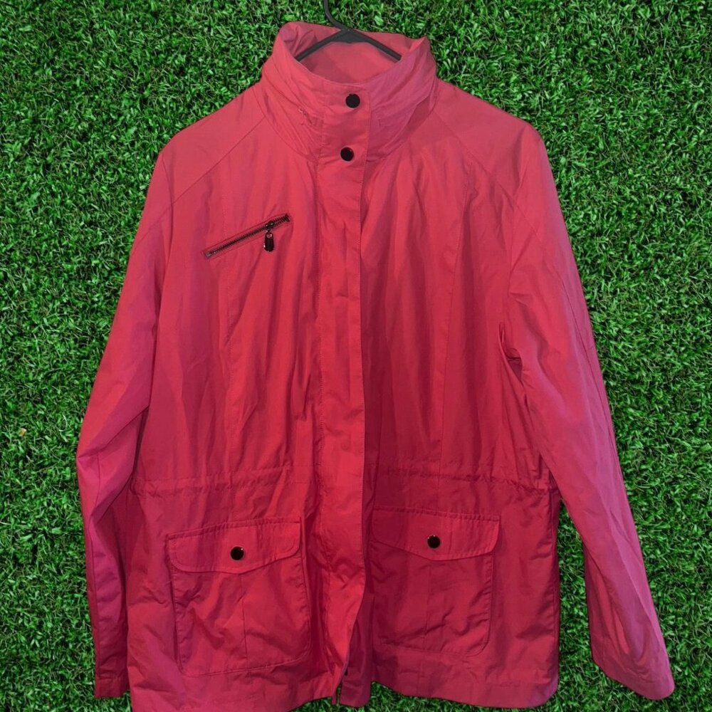 🩷 Pink Nylon Windbreaker Jacket w/ Optional Hood – Y2K / Streetwear